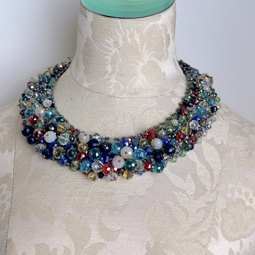 Multicolor Bib Statement Necklace - image 1